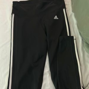 Black with white striped adidas leggings